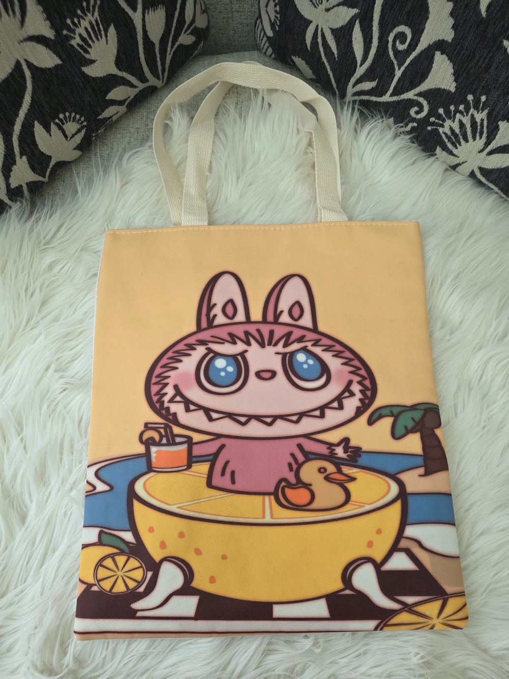 Cute Yellow Labubu Tote Bag